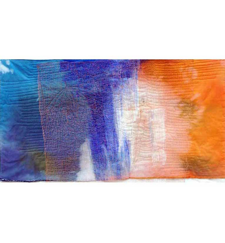 Mischtechnik mit Montage (gestrickter Kupferdraht)   62 x 116 cm