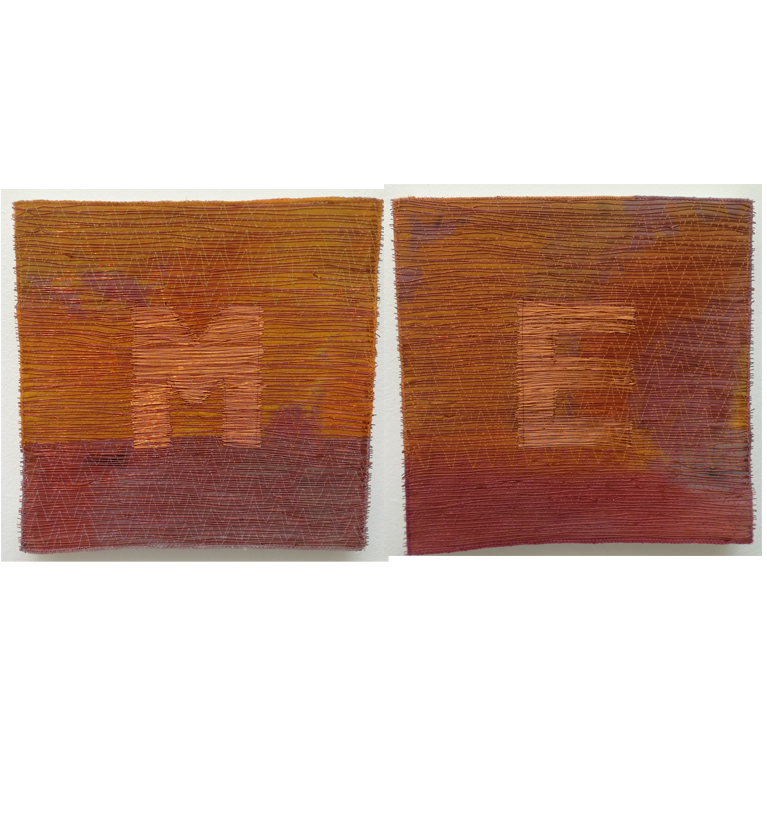 je 20 x 20 cm, eingefärbter BW-Organza, lackierter Draht