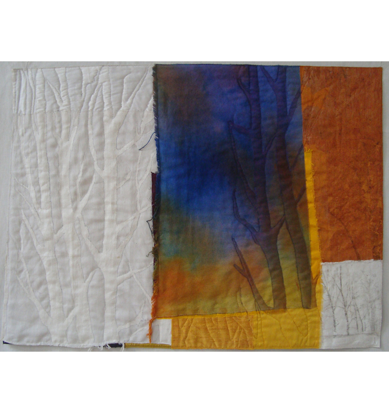 70x92 cm, Leinen, BW, Tüll, Seide, Transfertechnik, Holzdruck