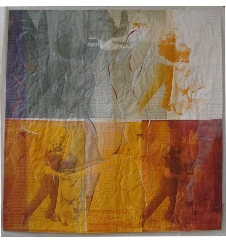 150x146 cm, Siebdruck auf BW, Organza, Applikation, Reversappl.